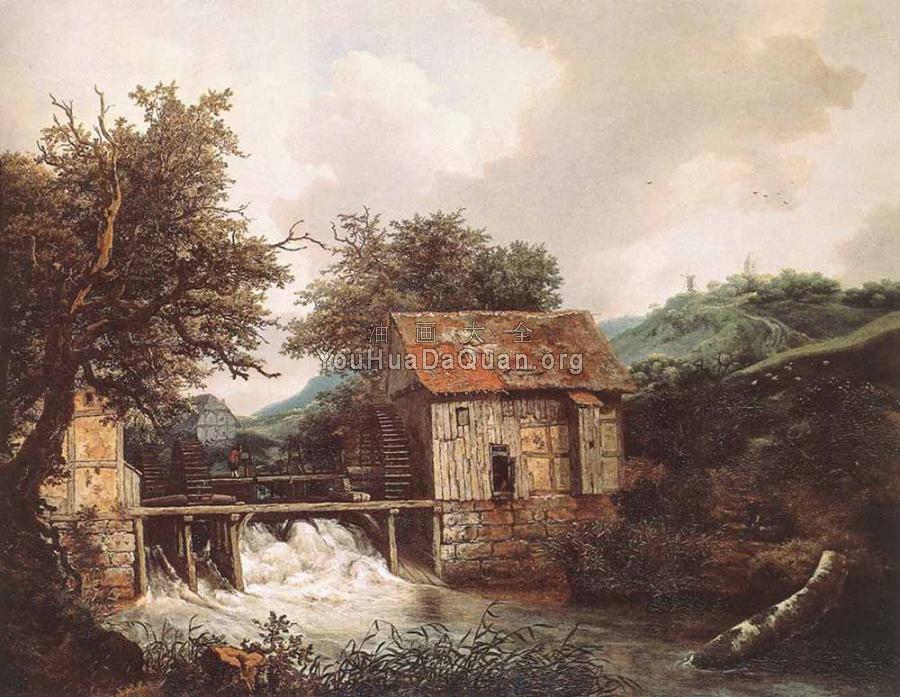 Two Watermills And An Open Sluice Near Singraven - 雅各布·凡·雷斯达尔